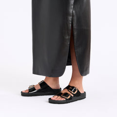 Arizona Big Buckle Exquisite High Shine Black Natural Leather Patent