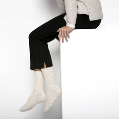 Cotton Slub Socks W Beige White