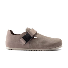 London QR Buckle Taupe Suede Leather