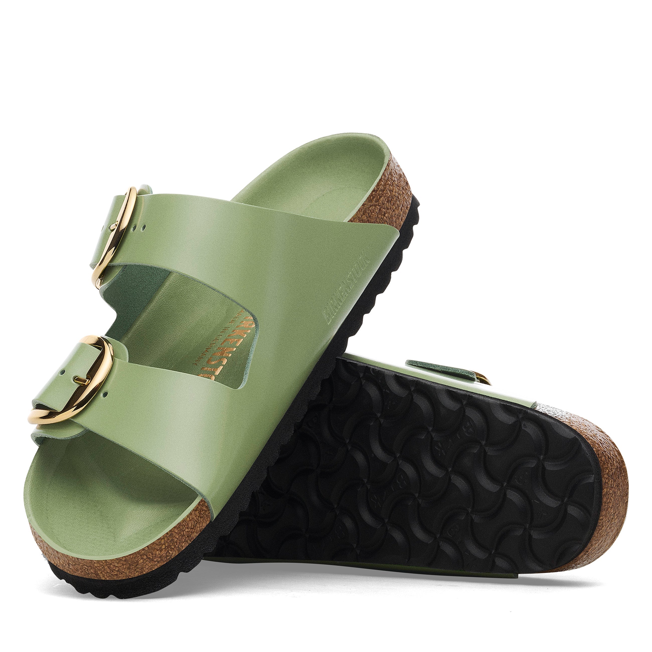 Arizona Big Buckle High Shine Green Tea Natural Leather Patent