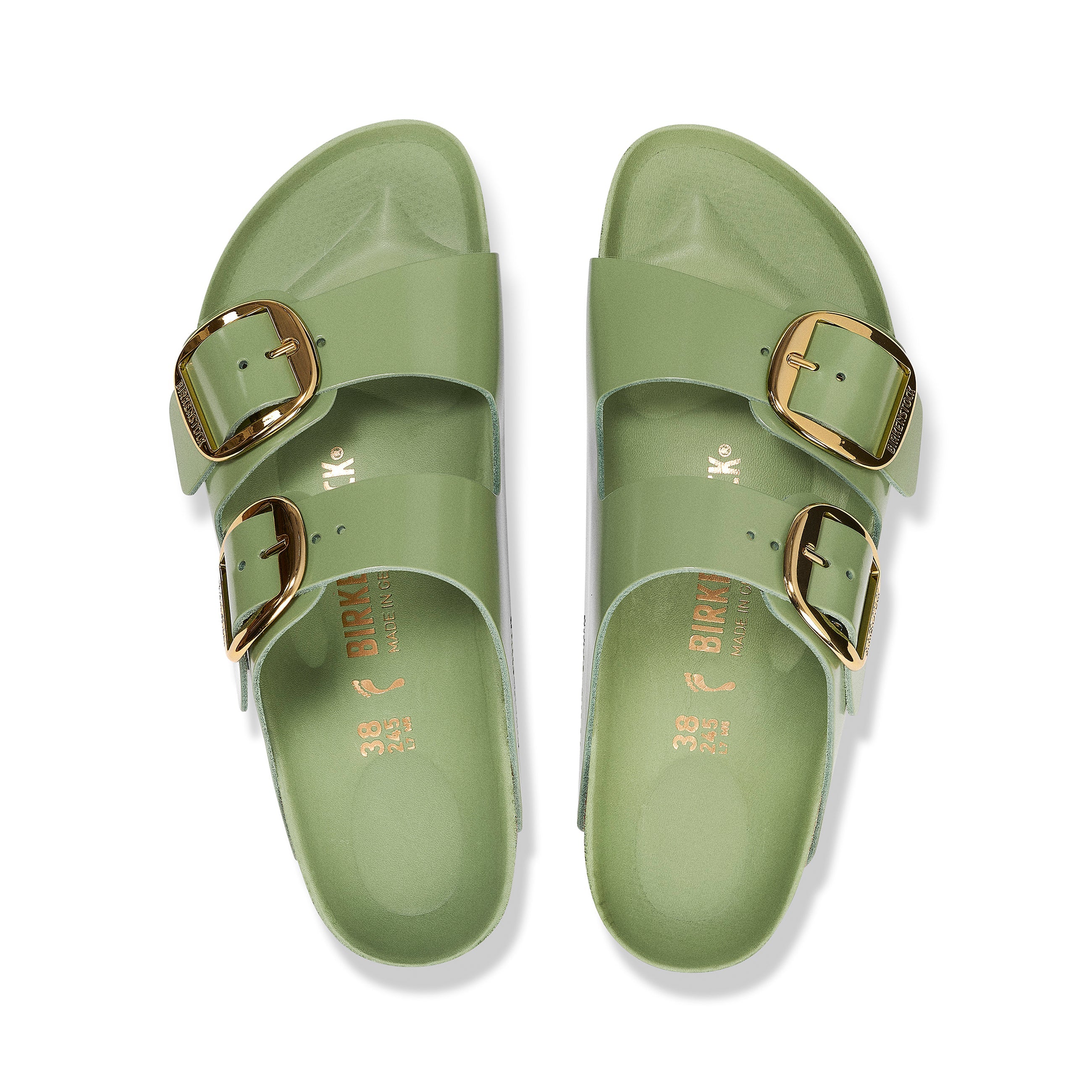 Arizona Big Buckle High Shine Green Tea Natural Leather Patent