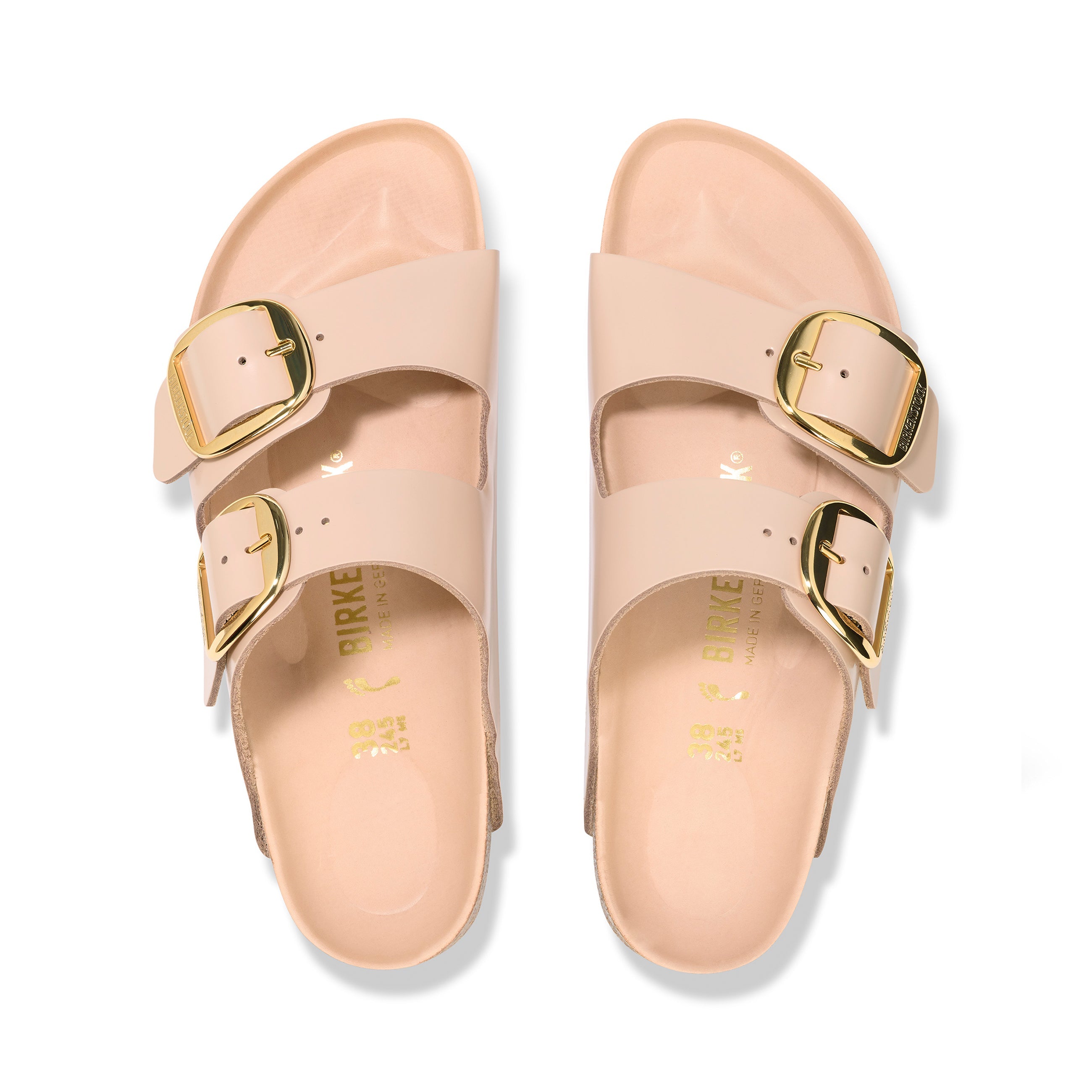 Arizona Big Buckle High Shine New Beige Natural Leather Patent