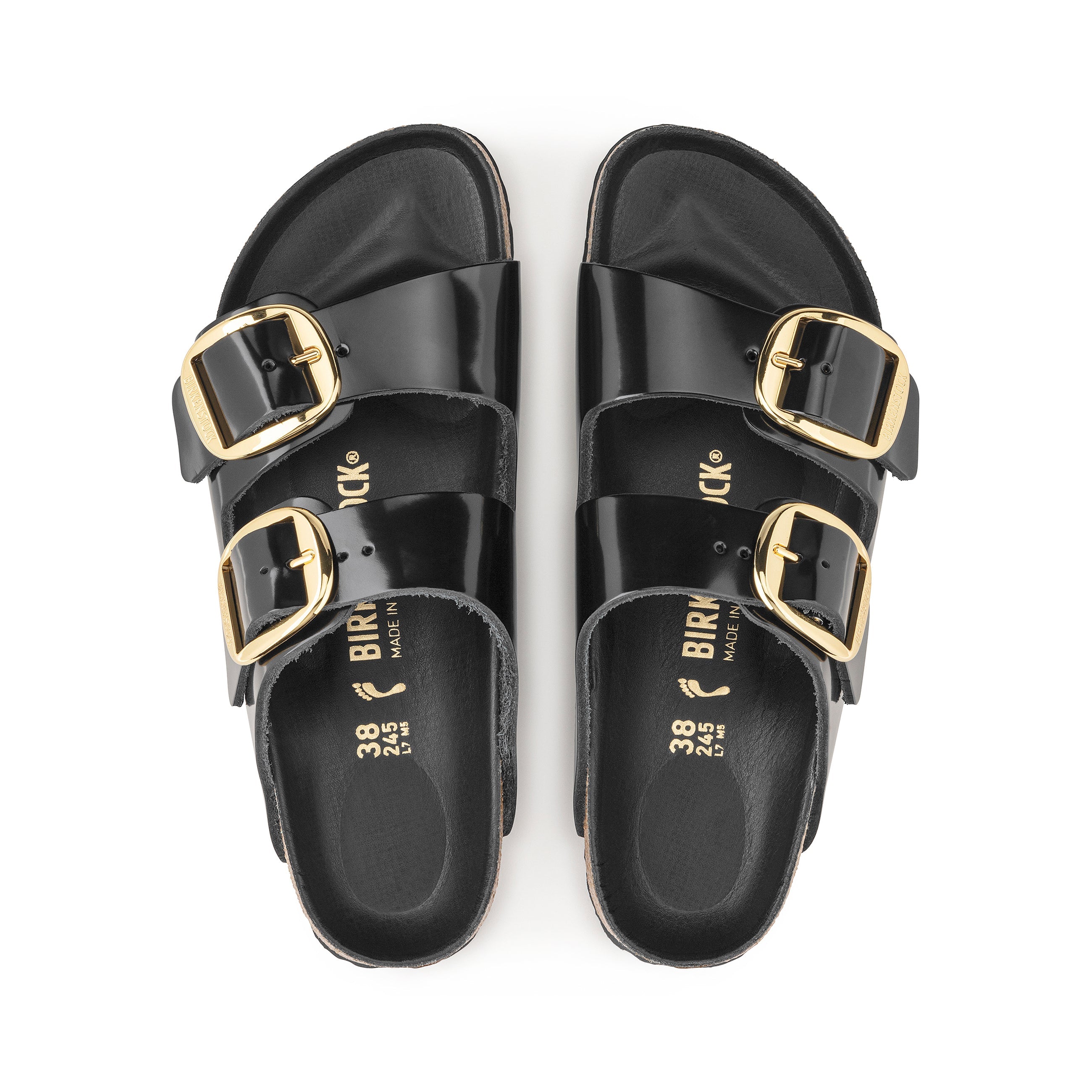 Arizona Big Buckle High Shine Black Natural Leather Patent