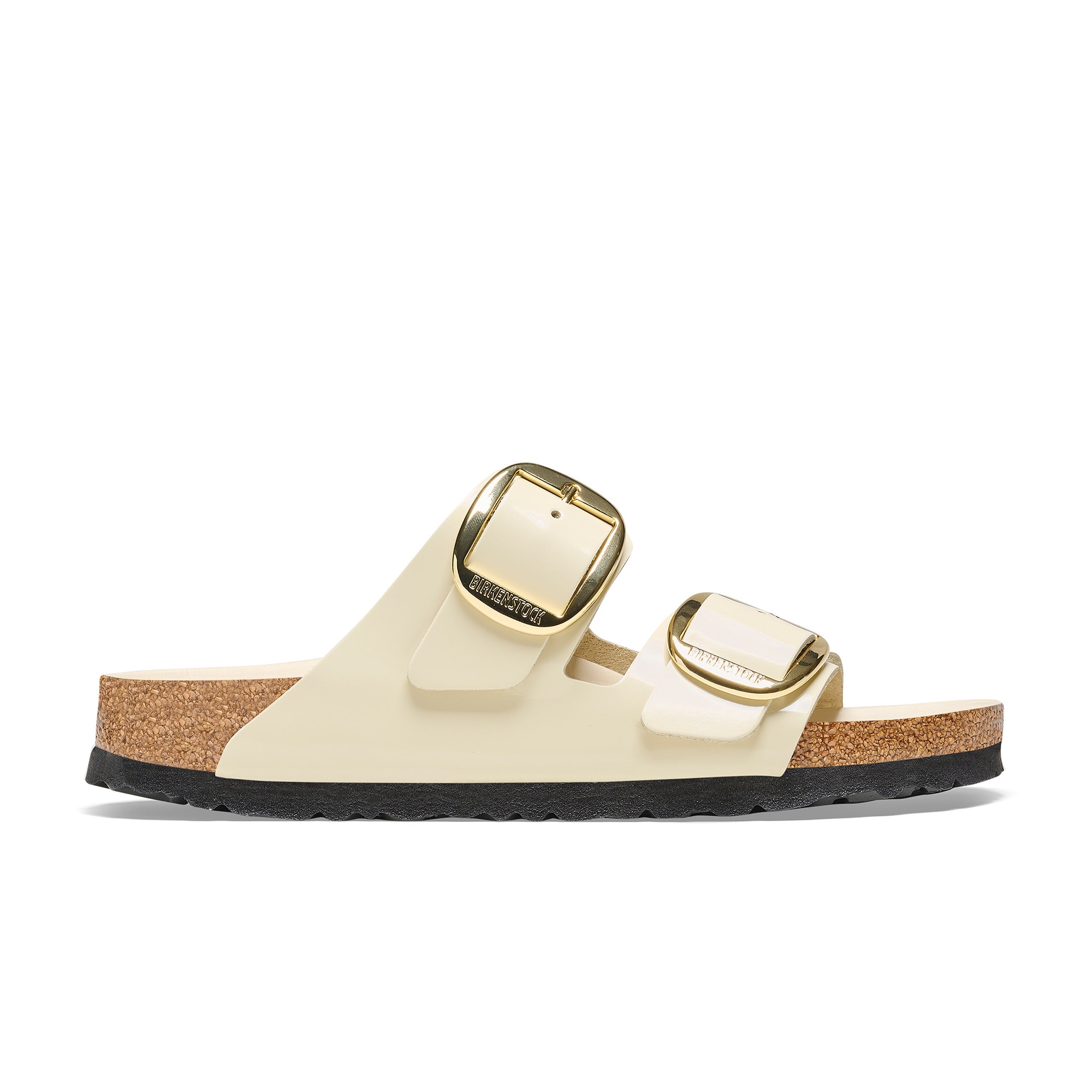 Arizona Big Buckle High Shine Ecru Natural Leather Patent