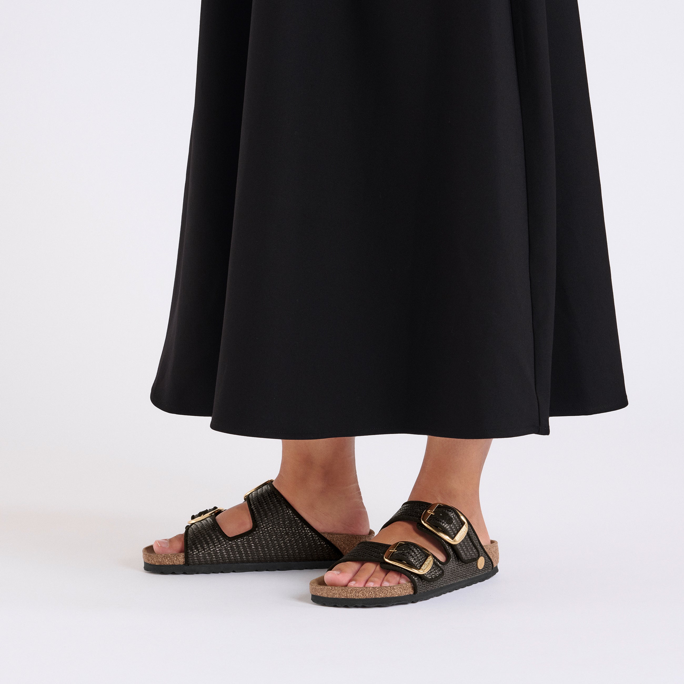 Arizona Big Buckle Raffia Black Textile