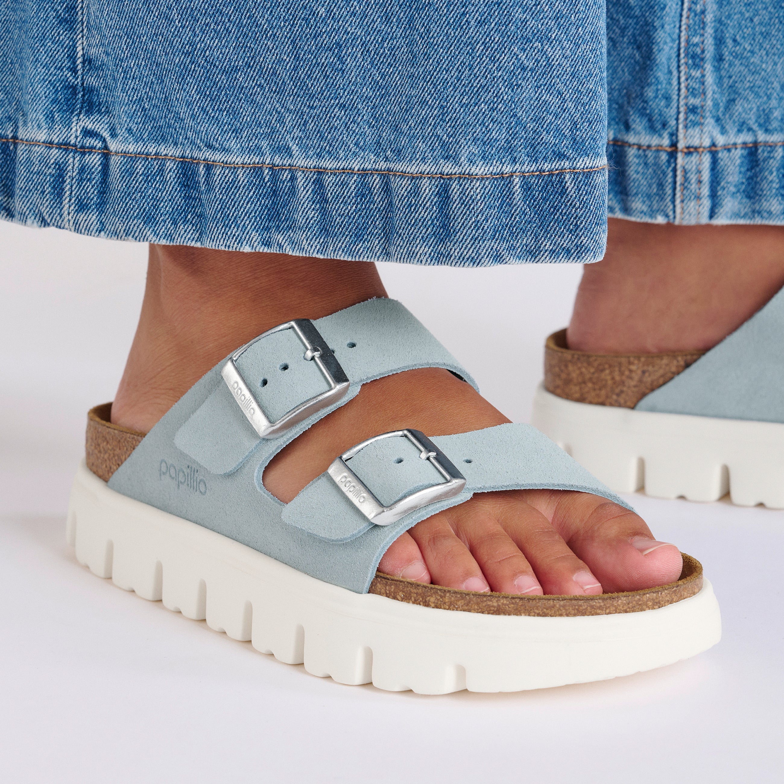 Arizona Chunky Baby Blue Suede Leather