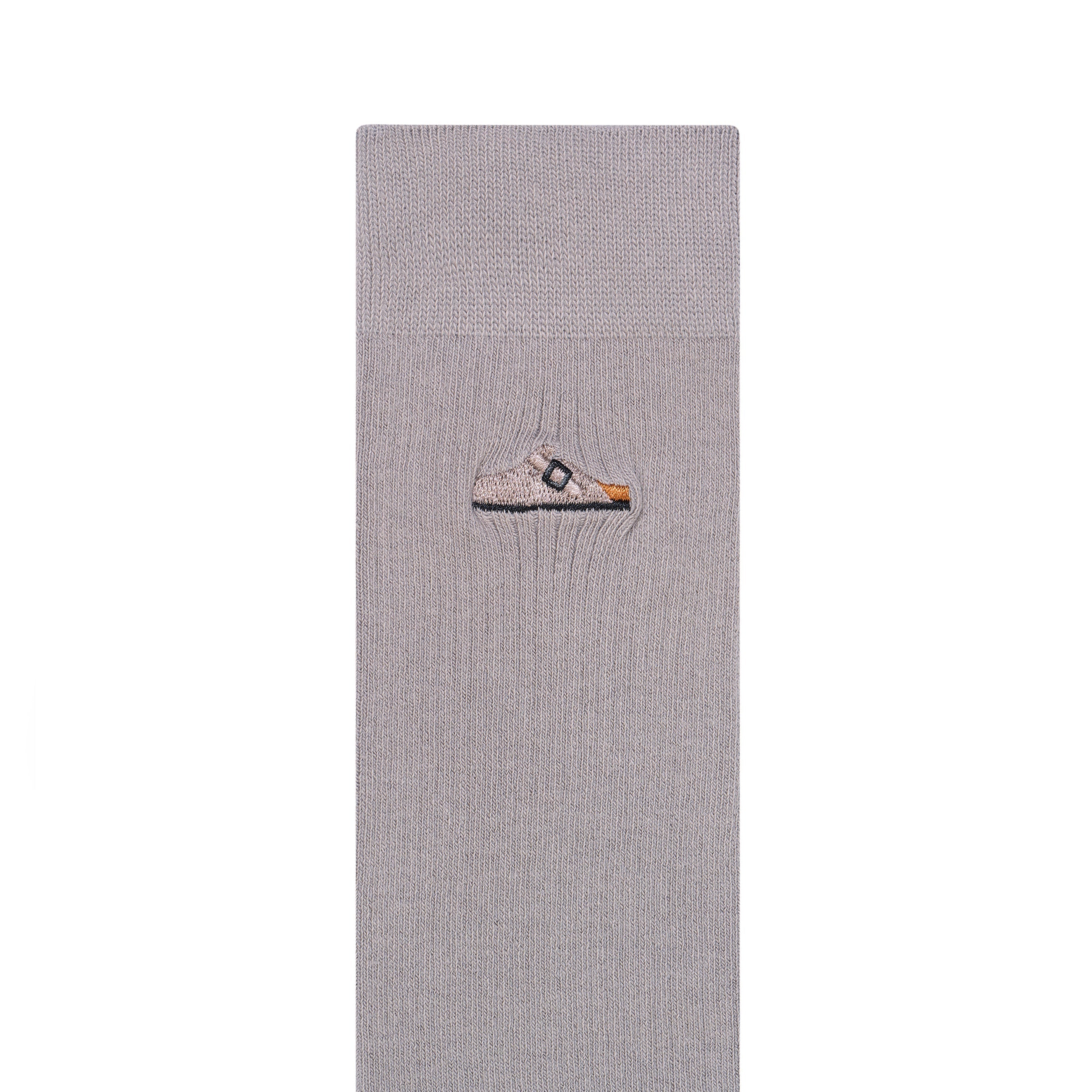 Cotton Ribbed Socks Stone Coin