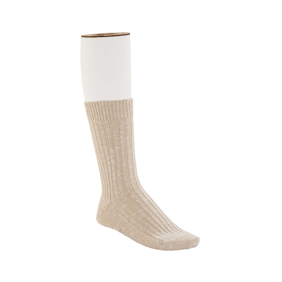 Cotton Slub Socks W Beige White