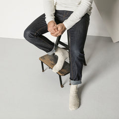 Cotton Slub Socks M Beige White