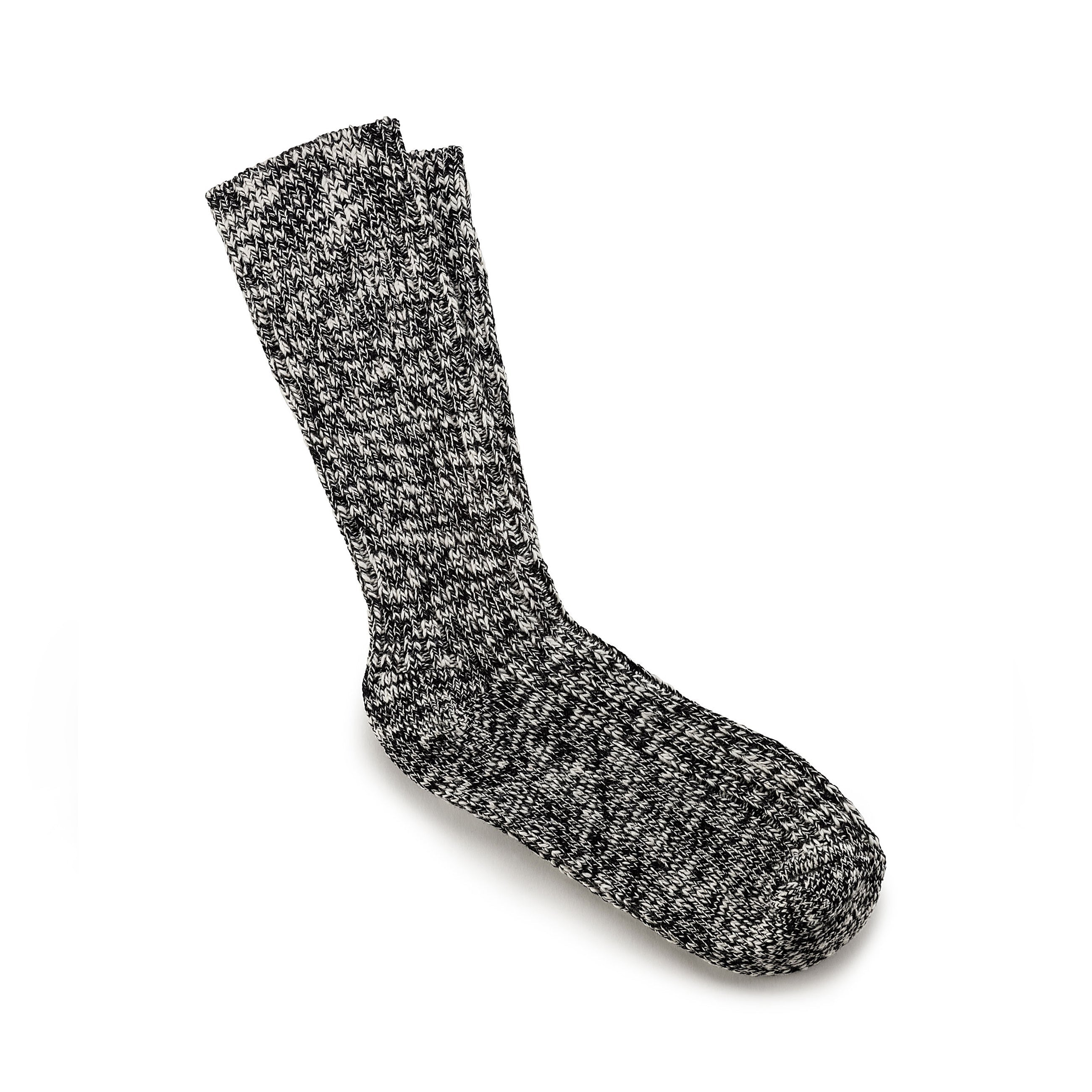 Cotton Slub Socks M Black Grey