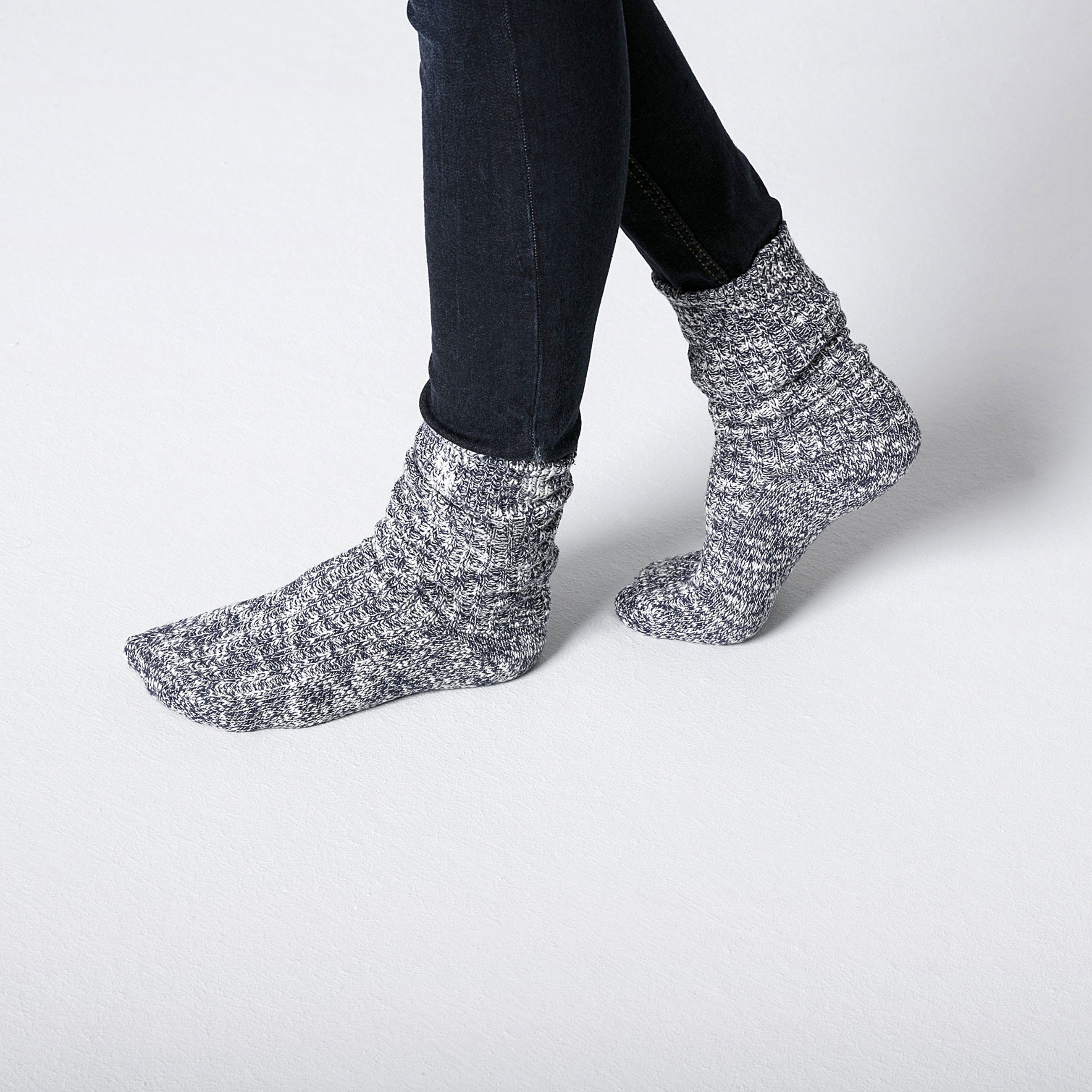 Cotton Slub Socks W Blue White