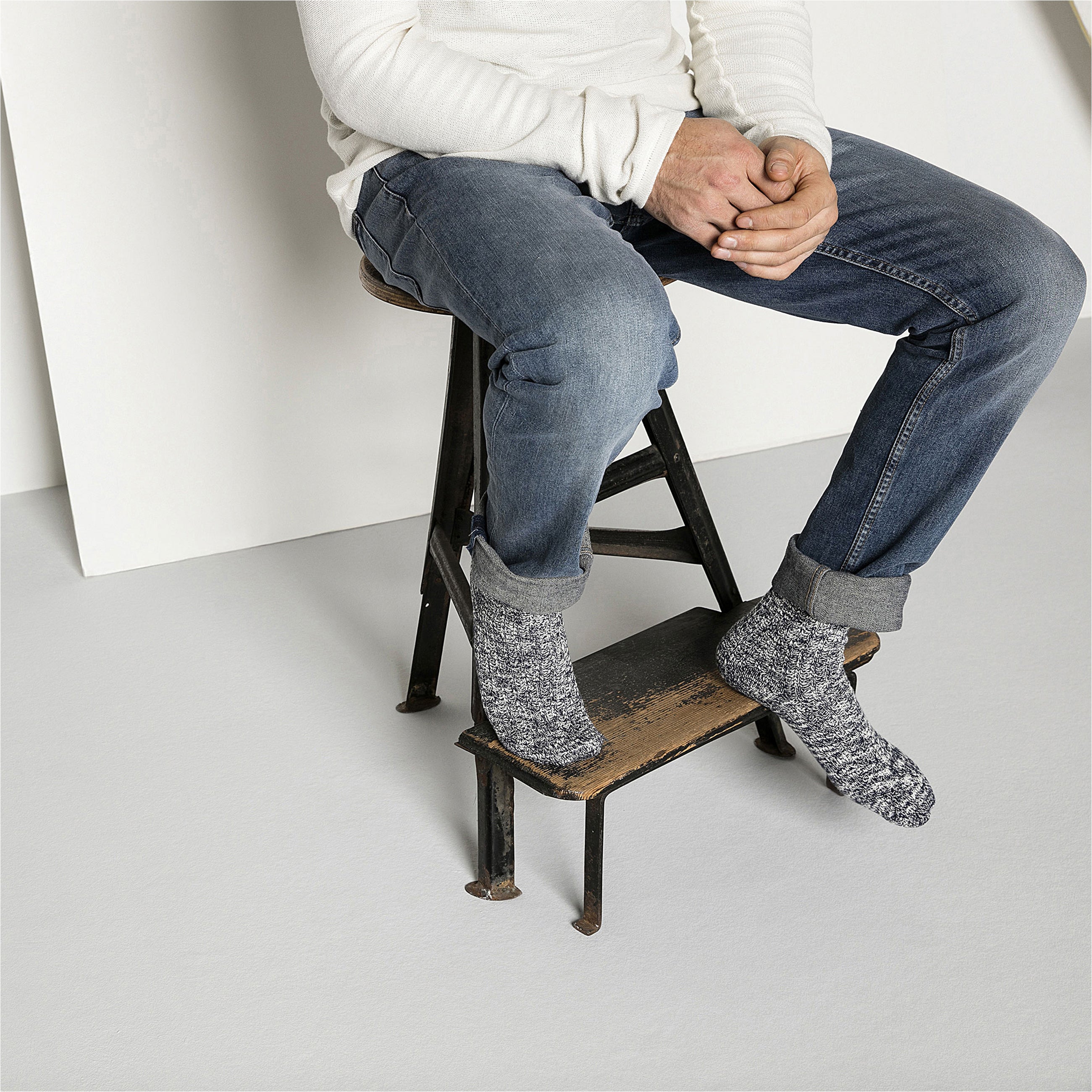 Cotton Slub Socks M Blue White