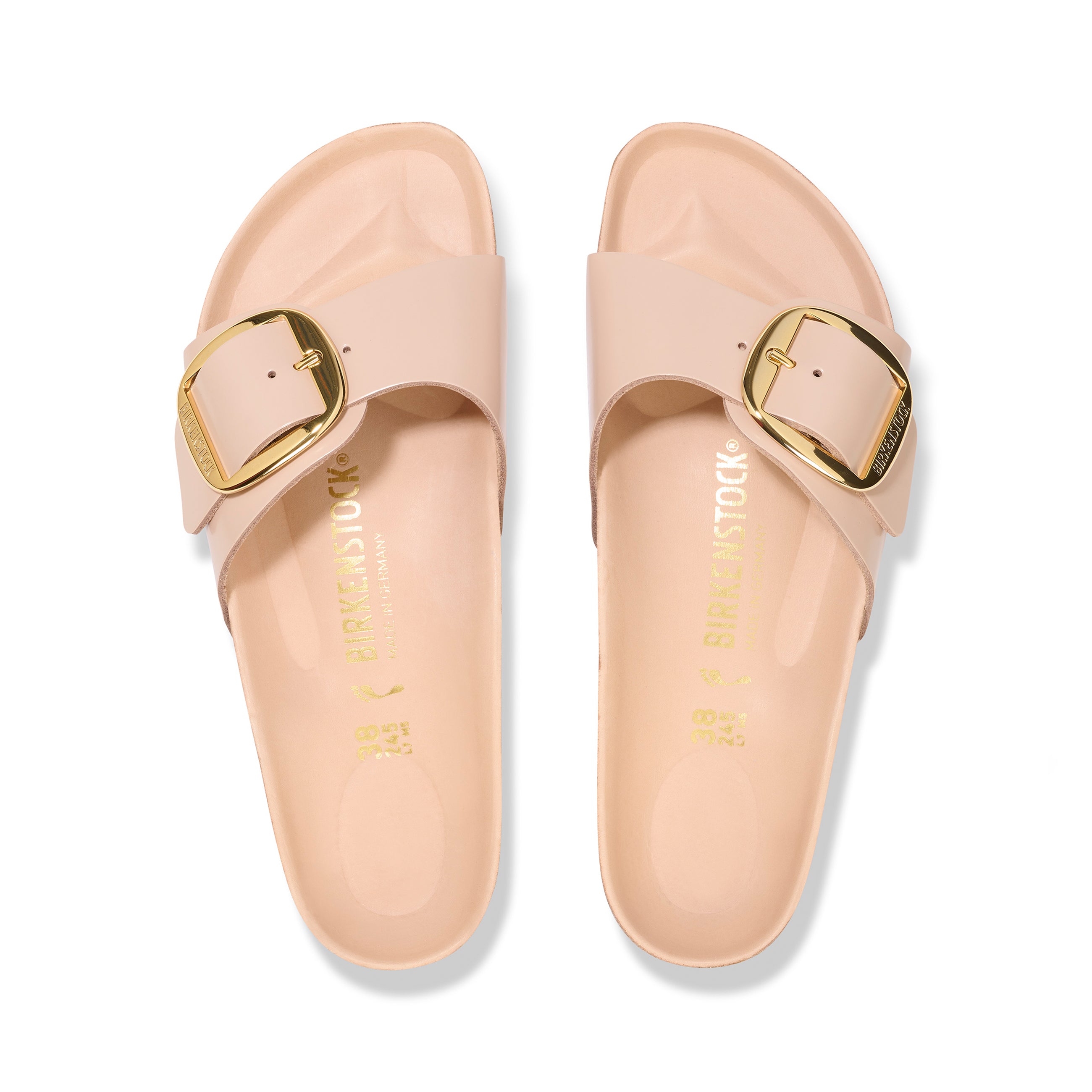 Madrid Big Buckle High Shine New Beige Natural Leather Patent