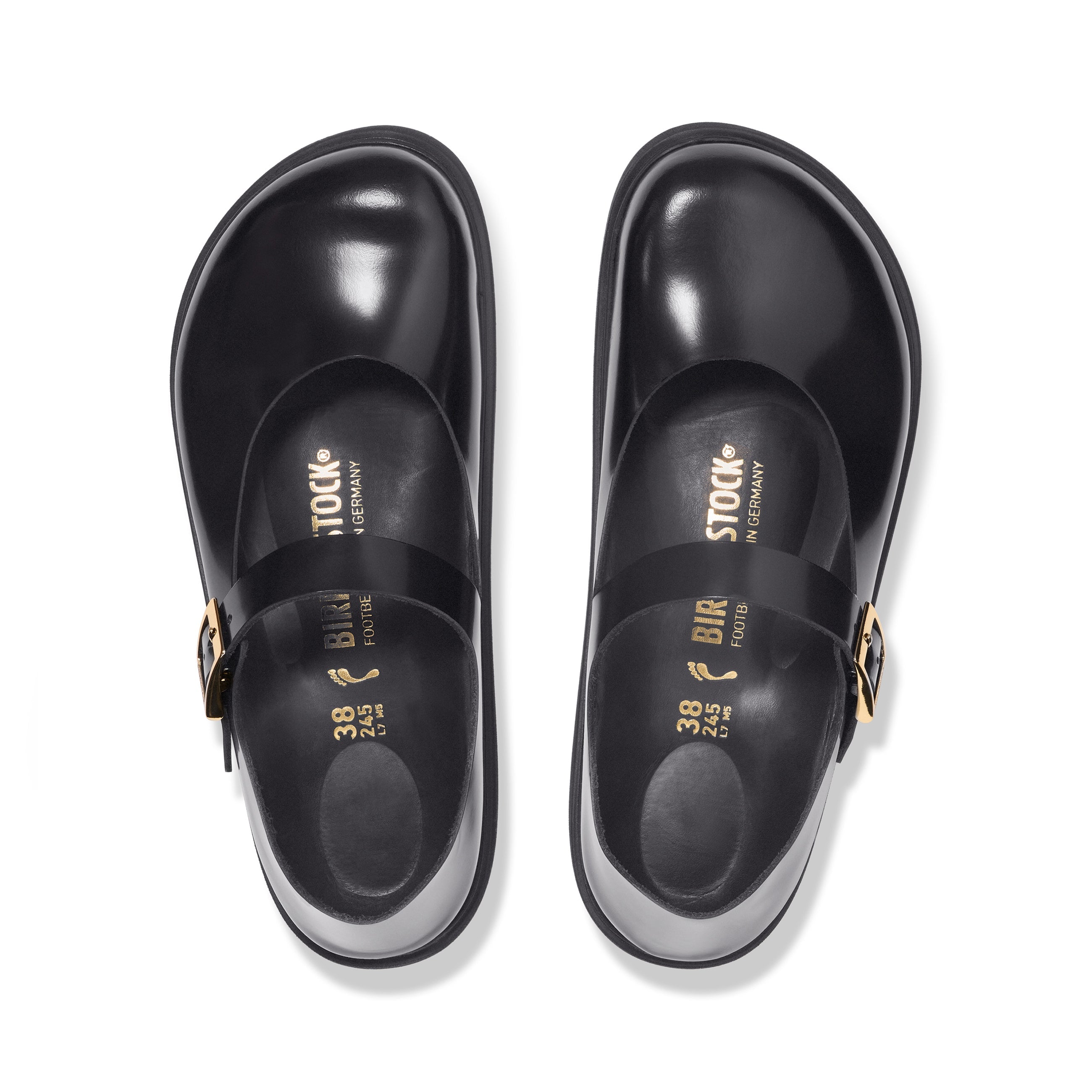 Mantova Droplet Buckle High Shine Black Natural Leather Patent