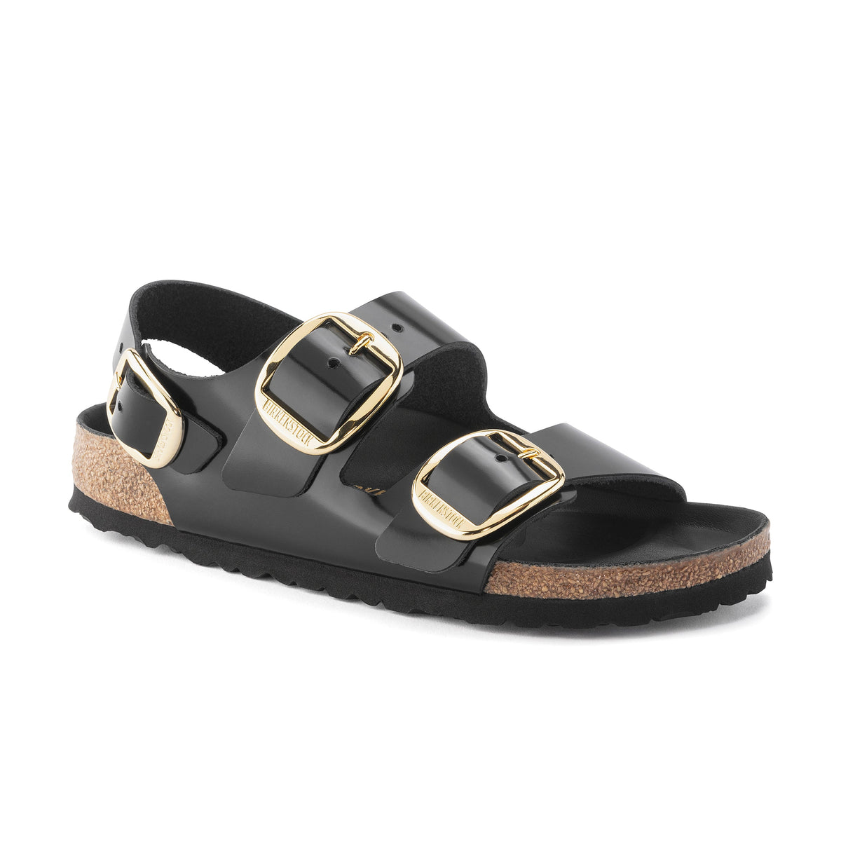 Milano Big Buckle High Shine Black Natural Leather Patent