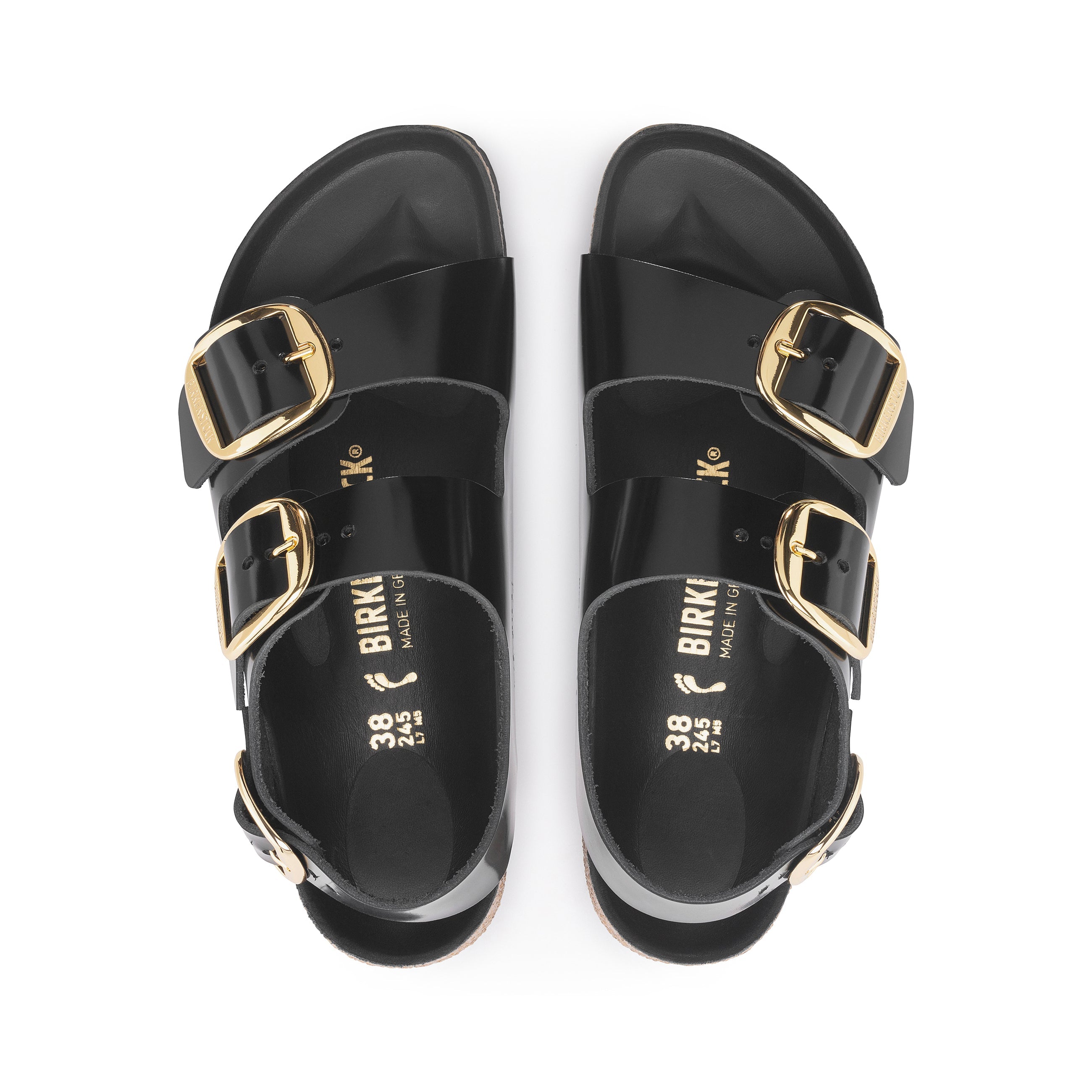 Milano Big Buckle High Shine Black Natural Leather Patent