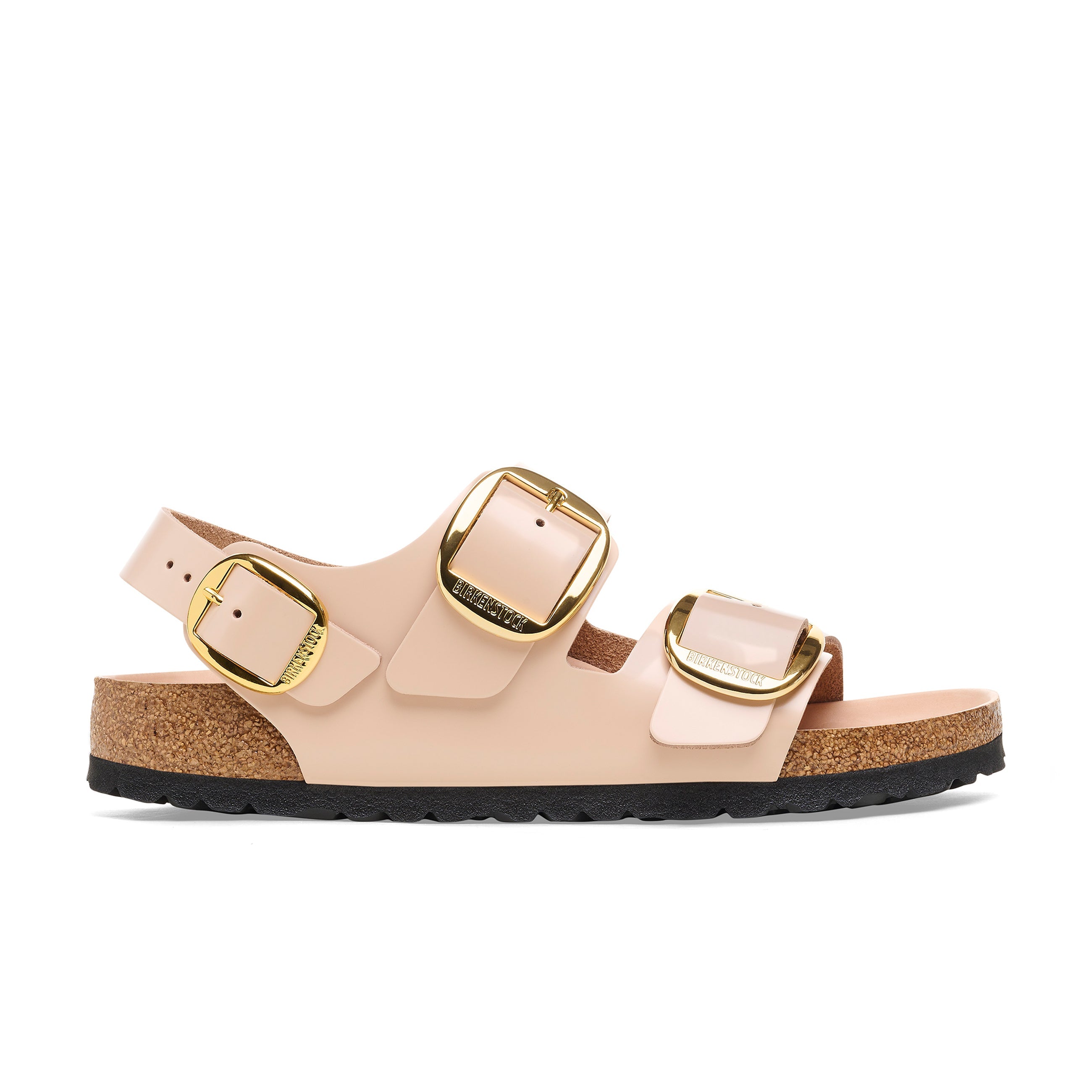 Milano Big Buckle High Shine New Beige Natural Leather Patent