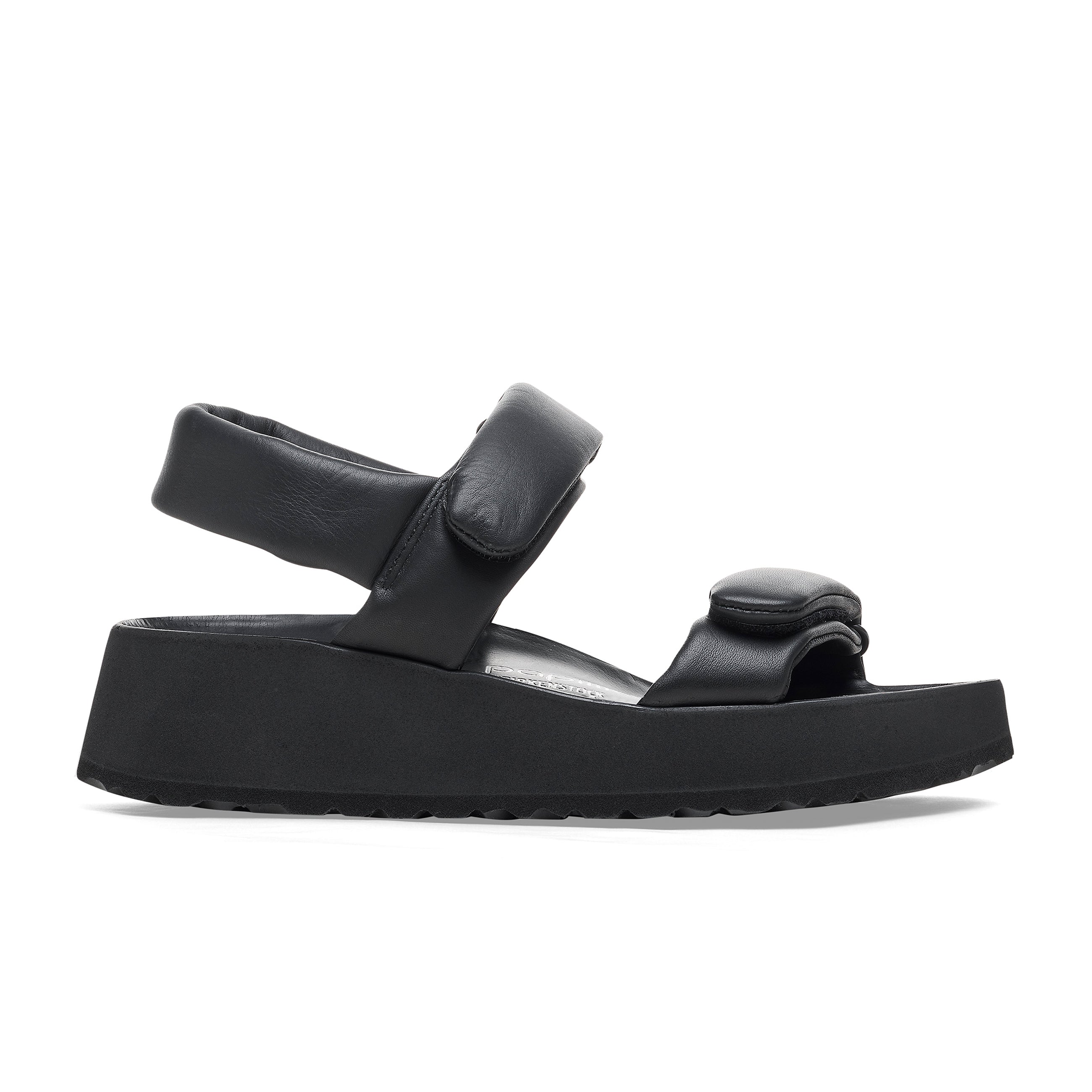 Theda Exquisite Platform Wedge Black Smooth Leather