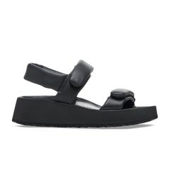 Theda Exquisite Platform Wedge Black Smooth Leather